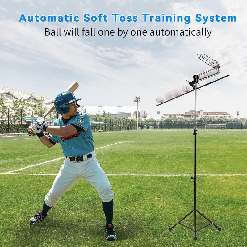 CEPHKY Store 3 in 1 Baseball Training Equipment, Baseball Pitching Machine | Baseball Tee | Soft Toss Training System, Height Adjustable Hitting Swing Trainer, Support Auto & Manual, Hold Up to 10 Balls - Image 4